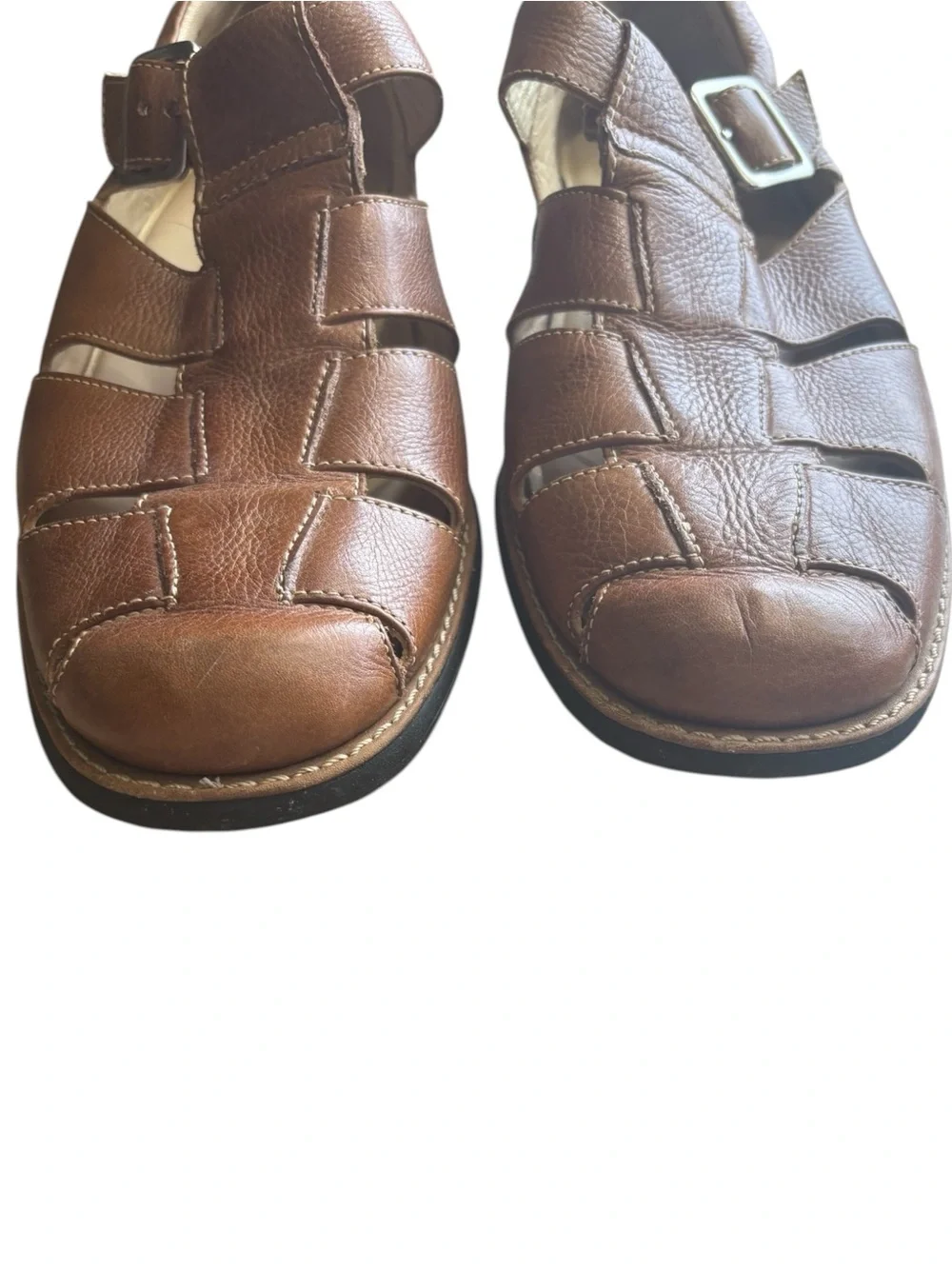JOHNSTON & MURPHY Tan Leather Fisherman Sandals with Buckle Size 9.5